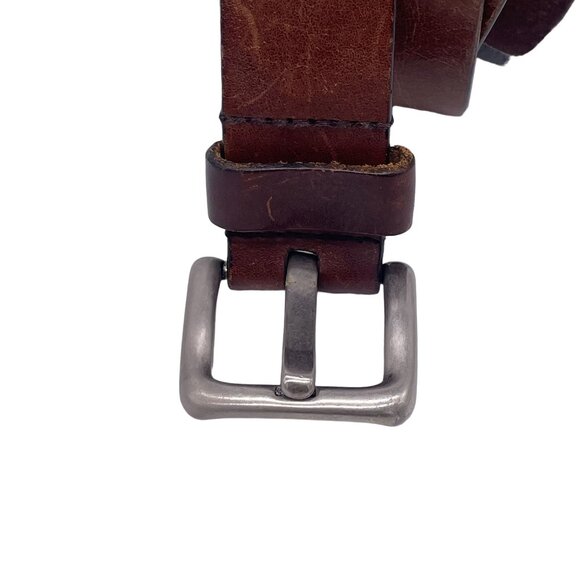 Vegetable Tanned Cowhide Leather Belt Men's Size Large Brown Casual Work Office - Picture 2 of 4